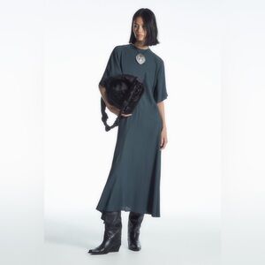 Cos asymmetric draped midi dress Sz 6